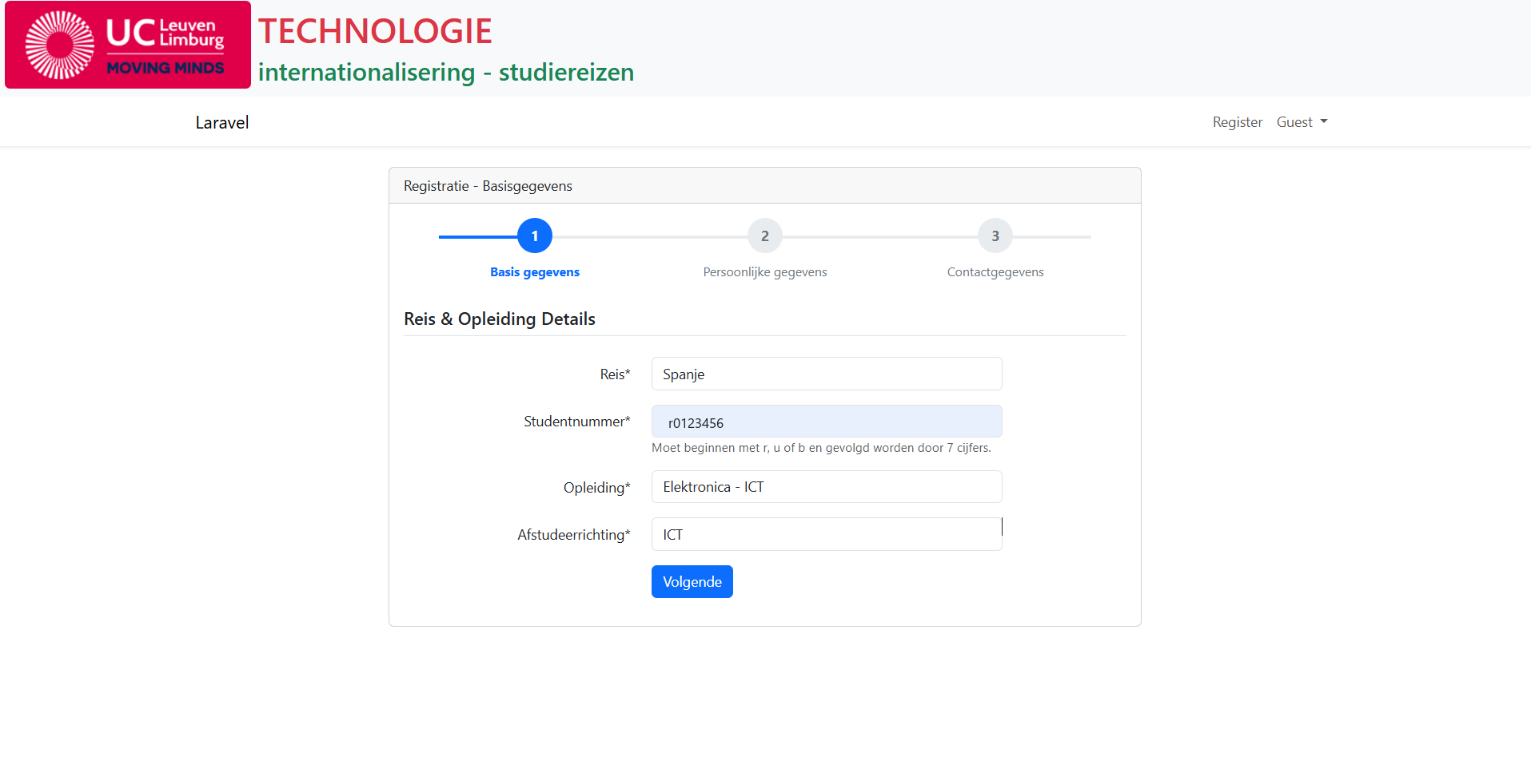 TechReizen Registration Step 1