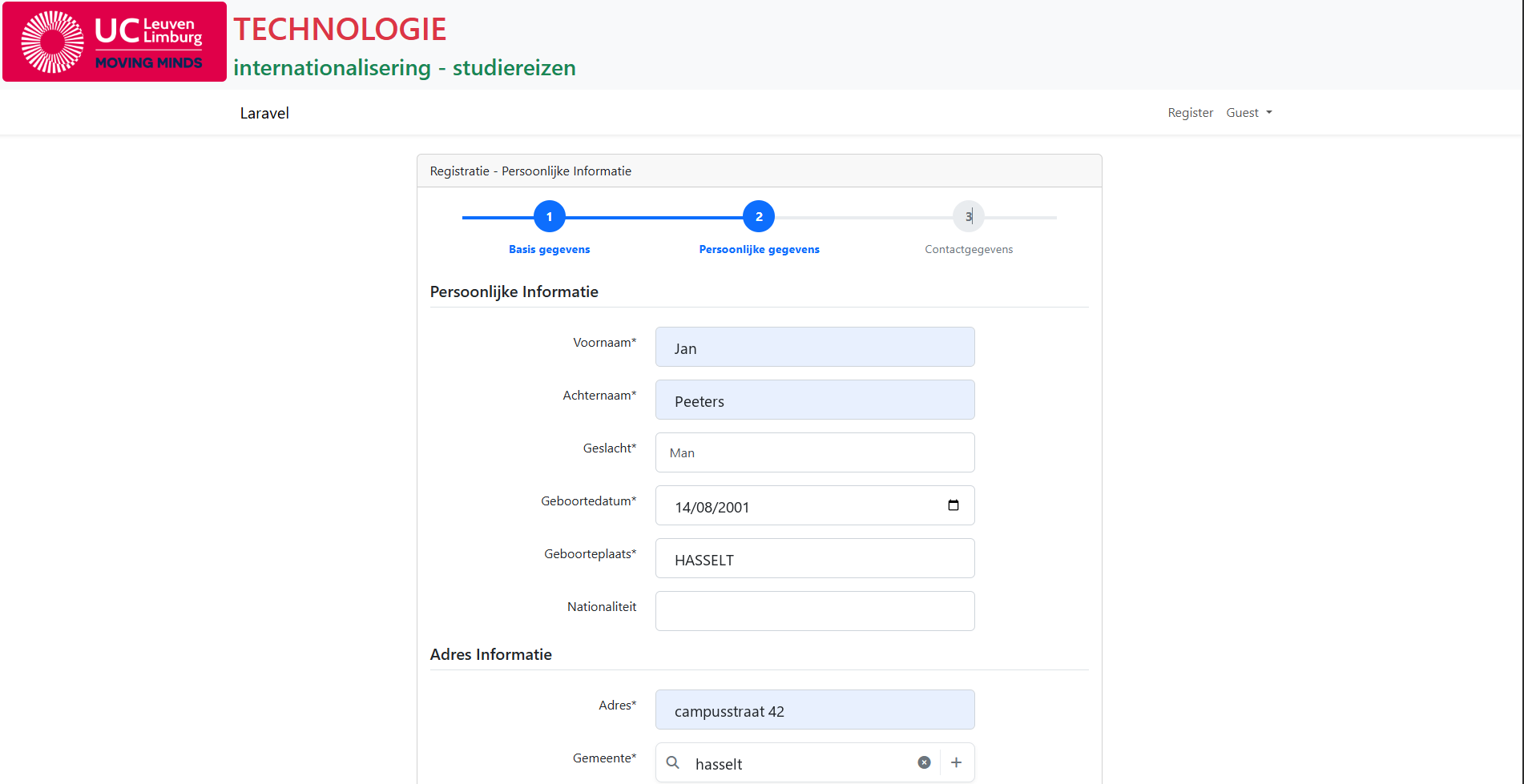 TechReizen Registration Step 2